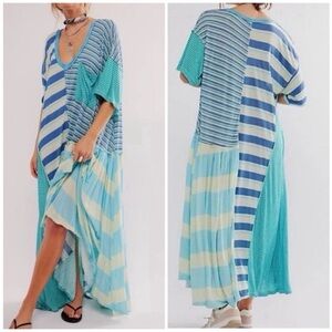 Free People Blue Striped Maxi Dress